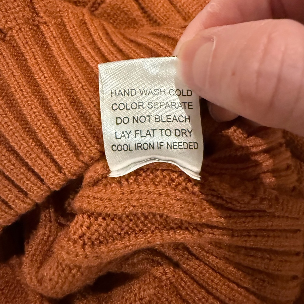 Altar’d State Rust Cable Knit Cropped Sweater Balloon Sleeve Cozy Boho Large - Picture 10 of 10
